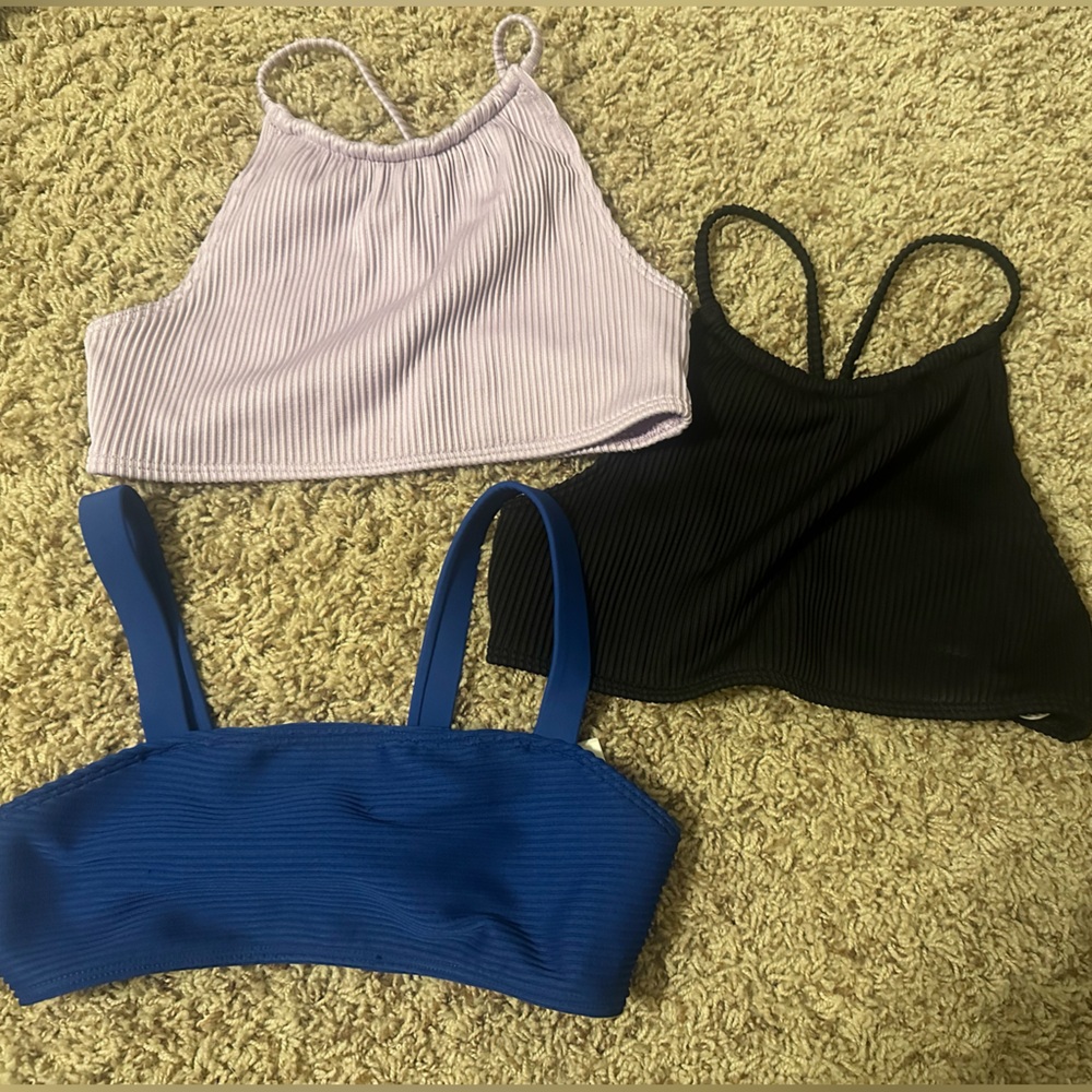 Abercrombie Kids Blue Ribbed Bikini Top